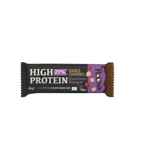 Био Високопротеинов Бар Лешникова Нуга Покрит с Шоколад,40g, Roobar